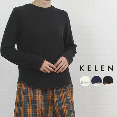 KELEN kelen ケレン LKL22FBL18 “LUPAN” トップス プルオーバー カットソー メロウ クルーネック レディース 女性 アクリル混 長袖 秋 冬 F フリー 9号 11号 大人 可愛い ブラック ネイビーブルー オフホワイト 洗濯可